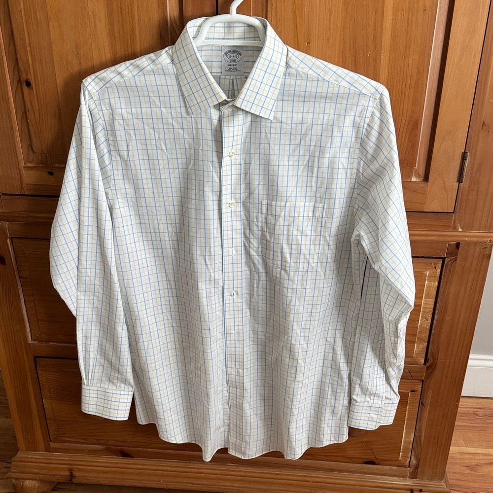 Brooks Brothers Yellow and Blue Checkered Dress Shirt